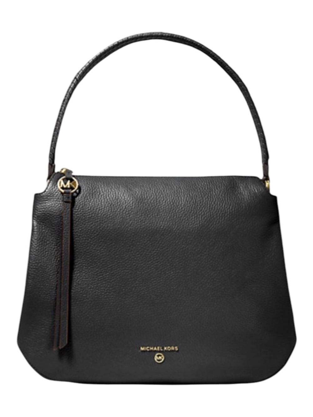 Michael Kors Grand Large Hobo Shoulder Bag Braided Strap Black Gold
